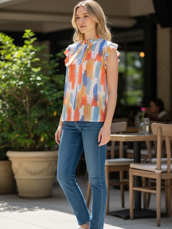 Tops - 2xl Colorful Abstract Print Women's Blouse